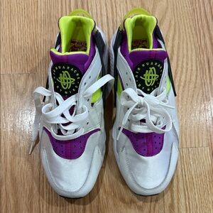Nike Huarache Sneakers - White, Purple, and Neon